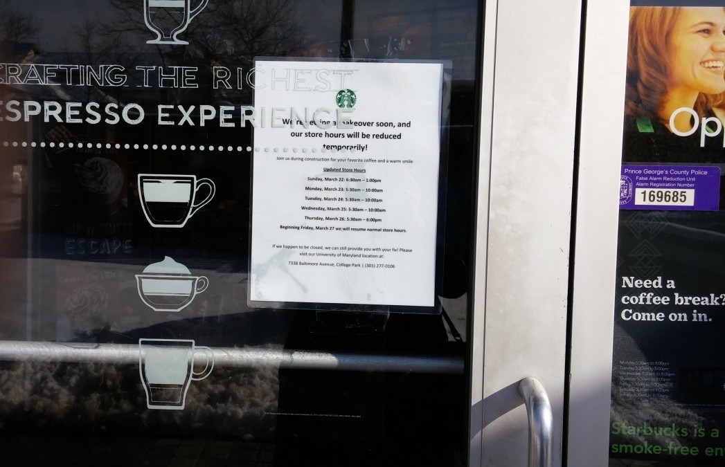 Hyattsville Starbucks reduces hours during renovation