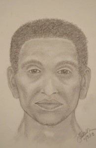Police sketch of man wanted for armed robbery.