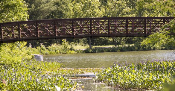 Lake Artemesia's bridge featured, the history of the lake dates back to the B&O